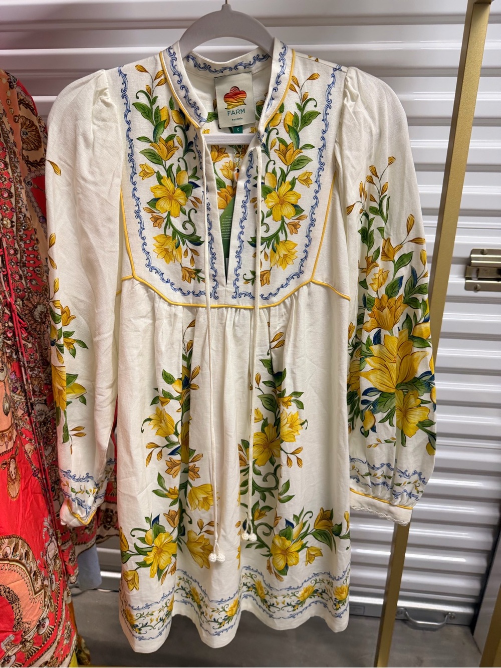 FARM Rio White Dress with Yellow Floral Embroidery